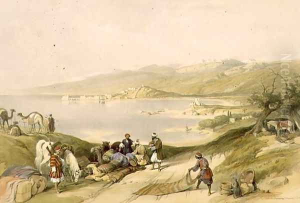 Sidon looking towards Lebanon, plate 75 from Volume II of The Holy Land, engraved by Louis Haghe 1806-85 pub. 1843 Oil Painting by David Roberts