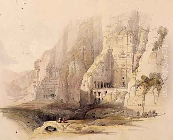 Excavated Mansions of Petra, March 7th 1839, plate 103 from Volume III of The Holy Land, engraved by Louis Haghe 1806-85 pub. 1849 Oil Painting by David Roberts