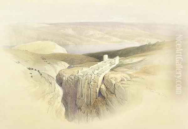 The Dead Sea looking towards Moab, April 4th 1839, plate 50 from Volume II of The Holy Land, engraved by Louis Haghe 1806-85 pub. 1843 Oil Painting by David Roberts