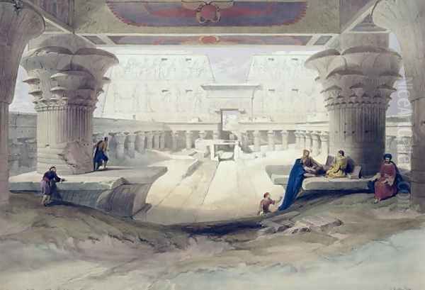 View from under the Portico of Temple of Edfou, Upper Egypt, plate 32 from Volume I of Egypt and Nubia, engraved by Louis Haghe 1806-85 pub. 1846 Oil Painting by David Roberts