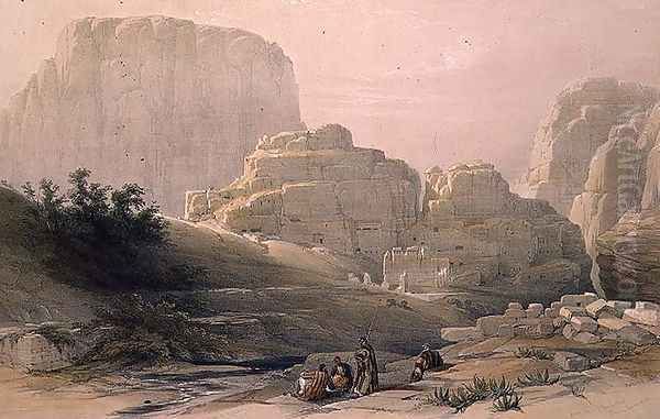 Lower End of the Valley showing the Acropolis, Petra, March 9th 1839, plate 102 from Volume III of The Holy Land, engraved by Louis Haghe 1806-85 pub. 1849 Oil Painting by David Roberts