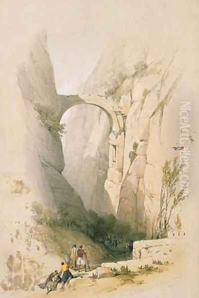 Triumphal Arch crossing the Ravine leading to Petra, plate 95 from Volume III of The Holy Land, engraved by Louis Haghe 1806-85 pub. 1849 Oil Painting by David Roberts