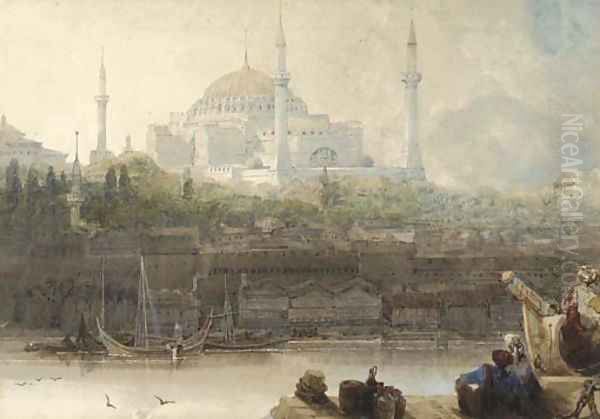 St. Sophia, Constantinople, from the Bosphoros Oil Painting by David Roberts