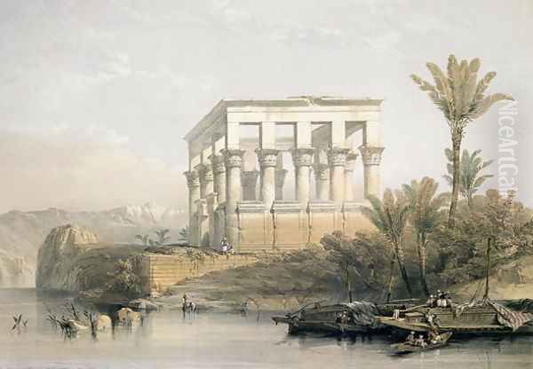 The Hypaethral Temple at Philae, called the Bed of Pharaoh, engraved by Louis Haghe, pub. in 1843 Oil Painting by David Roberts