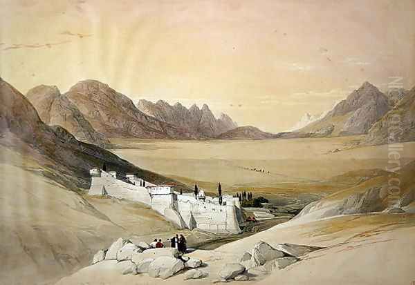 The Convent of St. Catherine, Mount Sinai, looking towards the Plain of the Encampment, February 21st 1839, plate 116 from Volume III of The Holy Land, engraved by Louis Haghe 1806-85 pub. 1849 Oil Painting by David Roberts