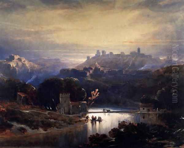 The Castle of Alcala de Guadaira Oil Painting by David Roberts