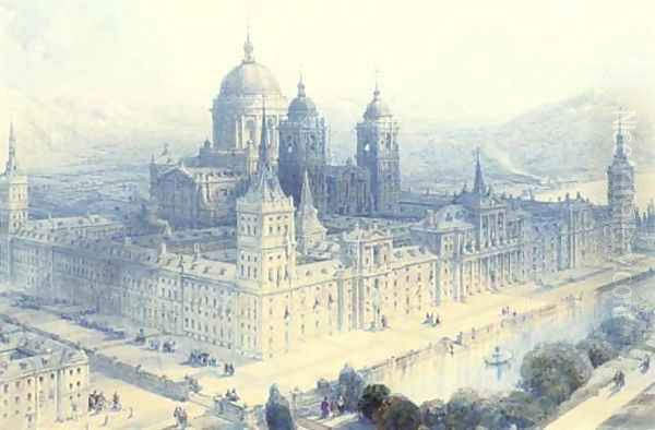 The Palace of the Escorial, near Madrid, Spain Oil Painting by David Roberts