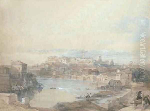 The Capitol viewed across the Tiber, Rome Oil Painting by David Roberts