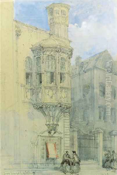 An oriel window, Coblenz, Germany Oil Painting by David Roberts