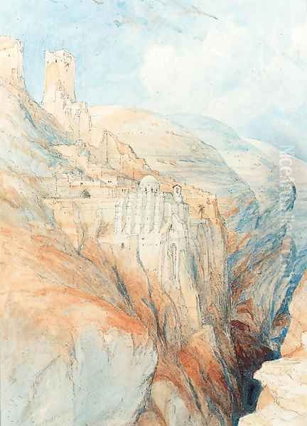 The convent of St. Saba, near Ungedi Oil Painting by David Roberts