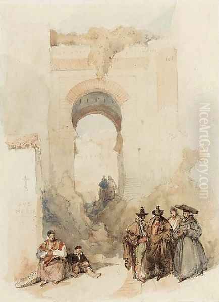 The Entrance of the Albaycin, Granada Oil Painting by David Roberts