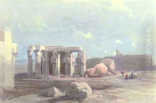 Fragments of a Colossal statue at the Memnonium, Thebes Oil Painting by David Roberts