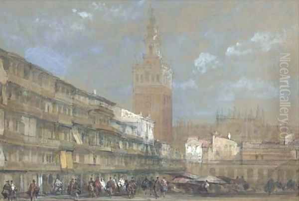 The Moorish Tower at Seville, called the Giralda Oil Painting by David Roberts