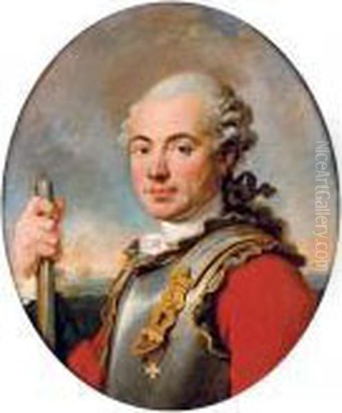 Portrait D'edmond-francois-antoine De Sadouvilliers De Billaud Oil Painting by Charles Joseph Natoire