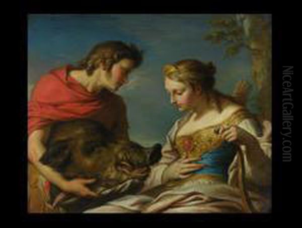 Diana Wird Der Kopf Des Wildschweins Ubergeben Oil Painting by Charles Joseph Natoire