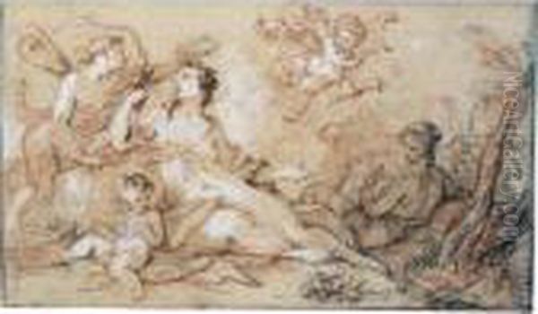 A Mythological Scene With Venus, Psyche And Cupid Oil Painting by Charles Joseph Natoire