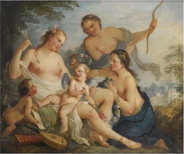 Venus Et Cupidon Oil Painting by Charles Joseph Natoire