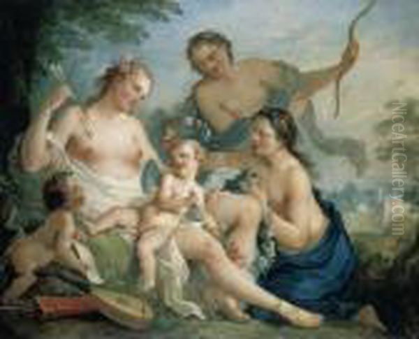 Venus And Cupid Oil Painting by Charles Joseph Natoire