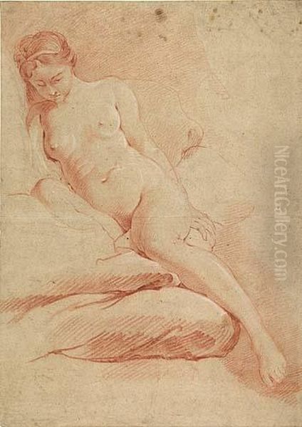 Femme Nue Assise Oil Painting by Charles Joseph Natoire