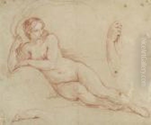 A Reclining Female Figure, With Subsidiary Studies Of Herarms Oil Painting by Charles Joseph Natoire