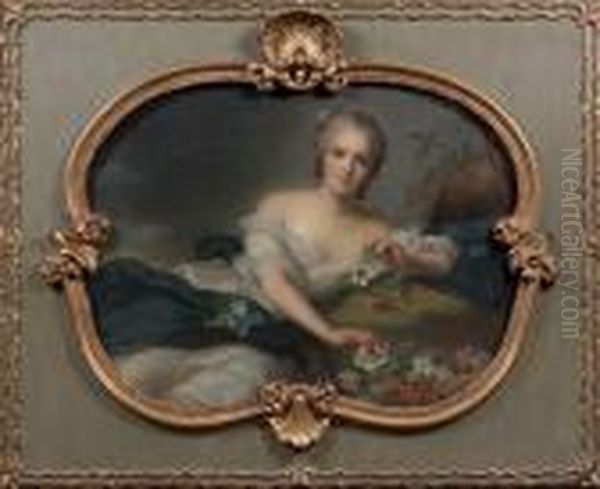 Portrait De Madame Henriette Sous La Figure De Flore Oil Painting by Jean-Marc Nattier