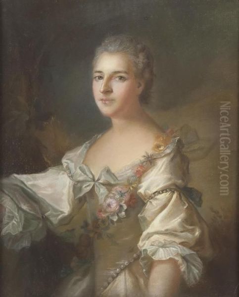 Portrait Einer Vornehmen Dame Mit Blumengirlande Oil Painting by Jean-Marc Nattier