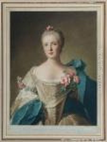 'madame De La Porte' And 'comtesse De Dillieres' Oil Painting by Jean-Marc Nattier