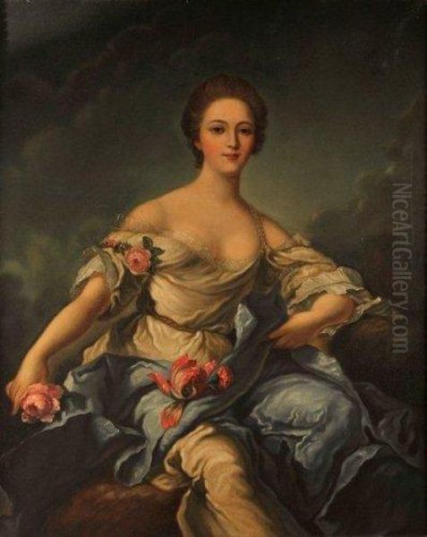 Angelique Louise Sophie, Marquise De Baglion En Flore Oil Painting by Jean-Marc Nattier