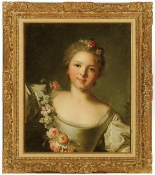 Portrait Of Francoise-renee De Carbonnel De Canisy, Marquised'antin (1725-1814) Oil Painting by Jean-Marc Nattier