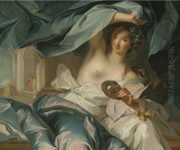 Portrait Of The Duchesse De Chteauroux As Thalia, Muse Of Comedy Oil Painting by Jean-Marc Nattier