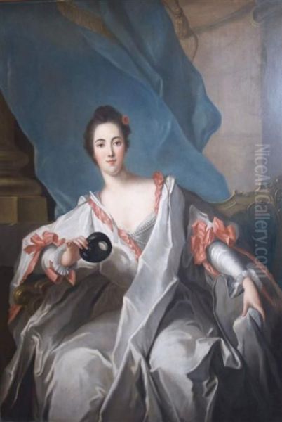 Portrait Of A Lady Holding A Mask Oil Painting by Jean-Marc Nattier