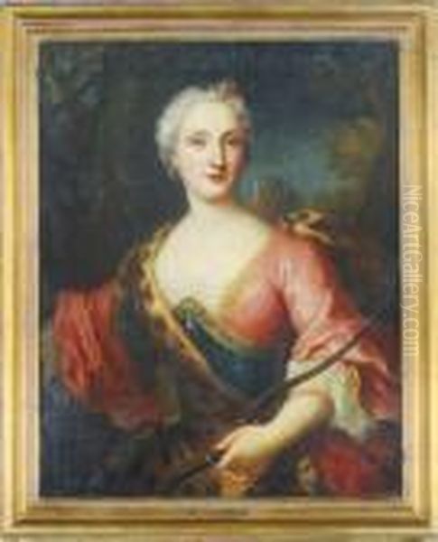 Portrait Of A Lady As Diana Oil Painting by Jean-Marc Nattier