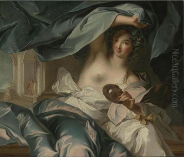 Portrait Of The Duchesse De Chteauroux As Thalia Oil Painting by Jean-Marc Nattier