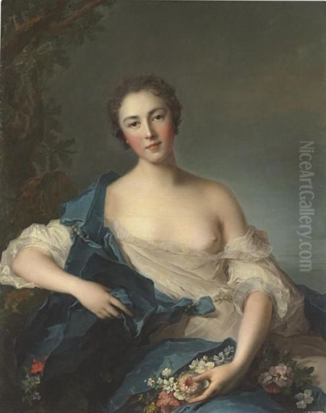 Portrait Of A Woman As Flora Oil Painting by Jean-Marc Nattier