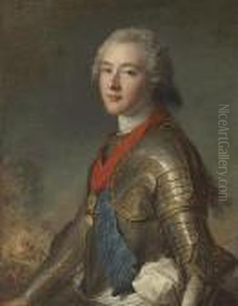 Portrait Of Louis Jean Marie De Bourbon, Duc De Penthievre,half-length, In Armor Oil Painting by Jean-Marc Nattier