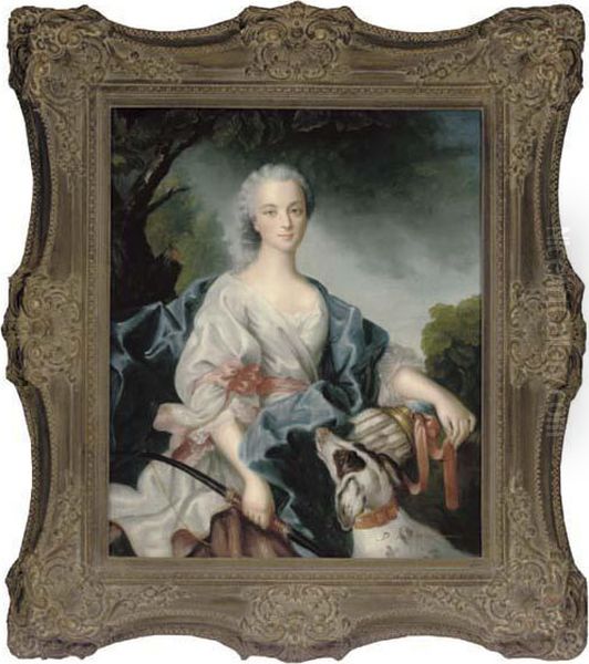 Portrait Of A Lady Dressed As Diana The Huntress Oil Painting by Jean-Marc Nattier