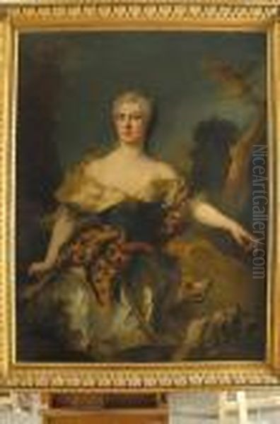 Retrato De Dama De Tres Cuartos Como Diana Cazadora Oil Painting by Jean-Marc Nattier