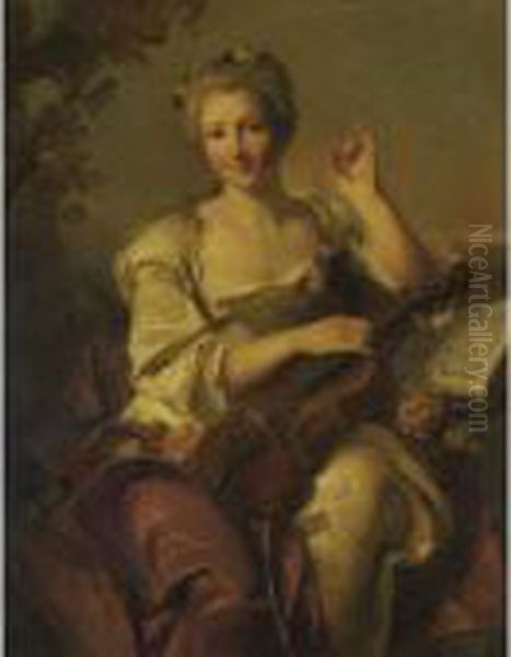 Portrait Of A Lady With Violin by Jean-Marc Nattier