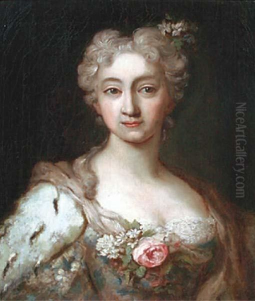 Portrait Of An Elegant Lady Oil Painting by Jean-Marc Nattier