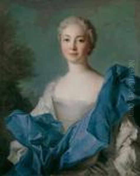 Bildnis Einer Vornehmen Jungen 
Dame Mit Gepudertem Haar. Signiert Und Datiert Mitte Links: Nattier Pinx
 1736. Ol Auf Leinwand (doubliert). H 81; B 65 Cm. Provenienz: Galerie 
Bohler,luzern; Slg. H.m. Gutmann, Potsdam; 132. Auktion P. Graupe, 
Berlin Oil Painting by Jean-Marc Nattier