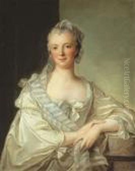 Portrait De Madame Dupleix De Bacquencourt, Nee Jeanne-henriette Delalleu Oil Painting by Jean-Marc Nattier