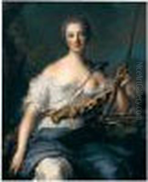 Portrait Of Madame De Pompadour In The Guise Of Diana Oil Painting by Jean-Marc Nattier