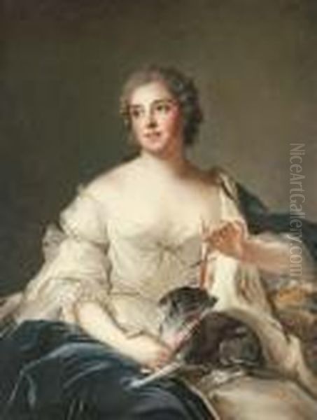 Portrait Of A Lady, Said To Be La Duchesse De Chevreuse Oil Painting by Jean-Marc Nattier