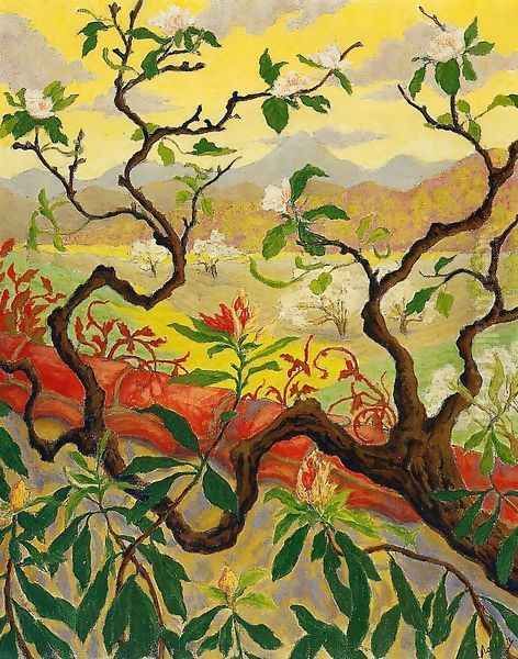 Japanese Style Landscape Oil Painting by Paul-Elie Ranson