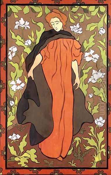 A Woman in Red Oil Painting by Paul-Elie Ranson