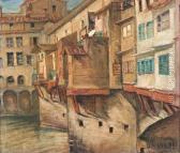 Ponte Vecchio A Firenze Oil Painting by Hector Nava