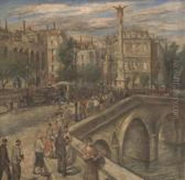 Ponte Au Change E Place Du Chatelet Oil Painting by Hector Nava