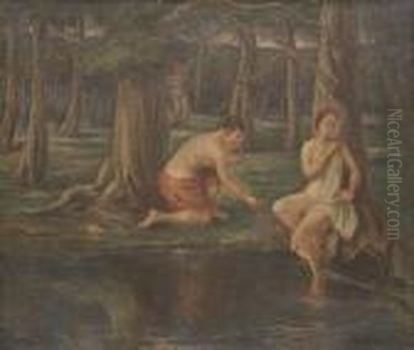 Figure Allegoriche Nel Bosco Oil Painting by Hector Nava