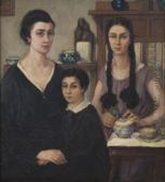 Famiglia In Interno Oil Painting by Hector Nava