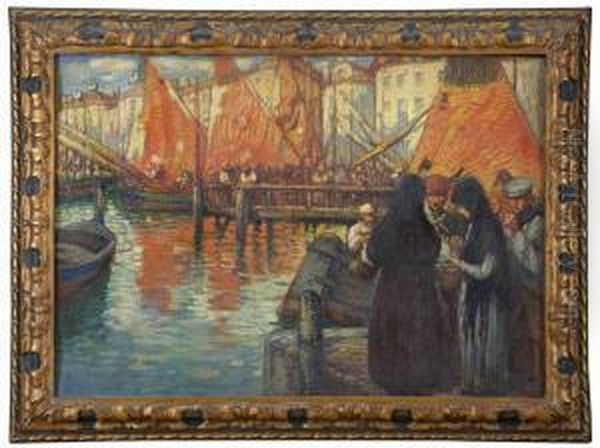 Barche Di Pescatori A Chioggia Oil Painting by Hector Nava